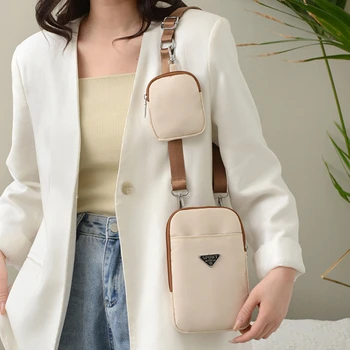 Нова модерна чанта за смяна на мобилен телефон Чанта за карти найлон многофункционална чанта през рамо Модерен жена в чантата си Мини чанта