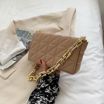 Висококачествени дамски чанти на веригата от изкуствена кожа, модерен дамски малки чанти-незабавни посланици през рамо, дизайнерски дамски пътни чанти през рамо