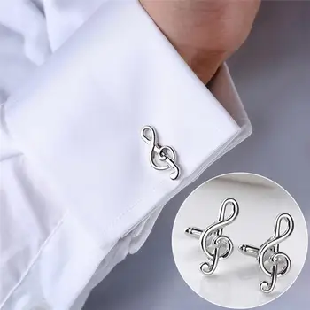 Мъжки ръкавели от сплав с посребрена форма на музикални ноти Модерен мъжки ръкавели от Мъжки Аксесоари, Сватбени копчета за ръкавели за парти