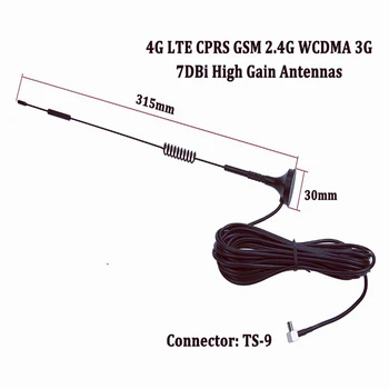 10шт Антена 4G LTE конектор TS9 7dbi правоъгълен кабел с дължина 3 м с магнитна основа за 3g, 4G модем рутер