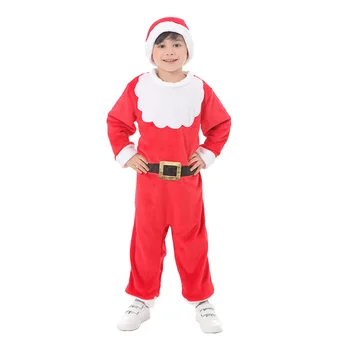 Коледна червен гащеризон Весела Коледа 2024, на празничния анцуг Свети Ник, Унисекс, костюм на Дядо Коледа за дете