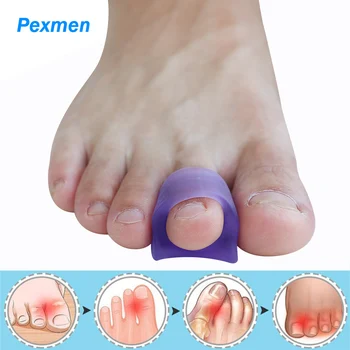 Pexmen 2 елемента Лилаво гелевый разделител за пръстите на краката, за да се припокриват пръстите на краката, коректор изравняване на палеца на крака, ленти за грижа за краката