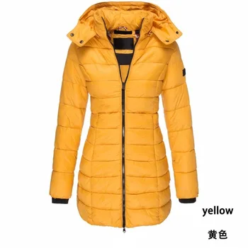 2023 Нова зимна Корейската версия Дамско палто с памучен хастар, яке с памучна подплата, топло пуховое палто, Тънка горна дреха е със средна дължина.