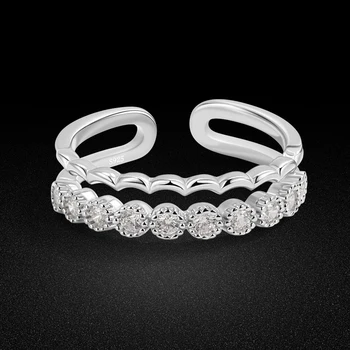 Модни пръстени от цели сребро 925 проба, блестящ Кубичен цирконий, луксозни годежни пръстени, мода декорация за сватбени партита