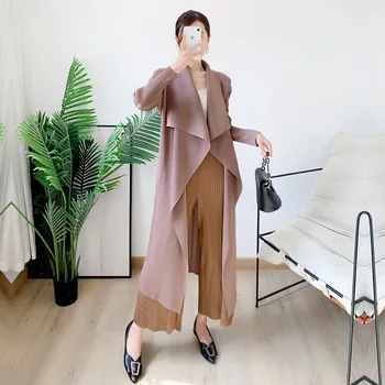 2023 Новата Пролетно-летни дрехи Дамско палто със средна дължина однотонного отложного цвят, безплатна версия, дамски яке-шал, Офис дама