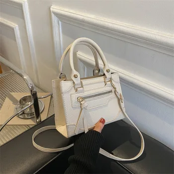 Модни дамски чанти, Дамски малка чанта през рамо, однотонная чанта през рамо от изкуствена кожа, Дамски ежедневни проста чанта-месинджър