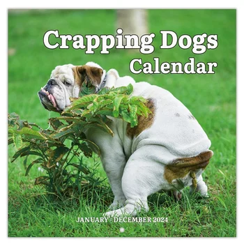 1 бр. Стенен календар в 2024 година -Календар на 2024 година Януари 2024 - декември 2024 12 Месечни календари за scatting кучета 2024 Забавни подаръци с кляпами