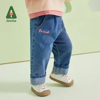 Дънкови панталони за малки момичета на Stanislav, Новост пролетта 2023, ежедневни дънкови панталони, с хубав дизайн за деца 0-6 години, модни детски дрехи