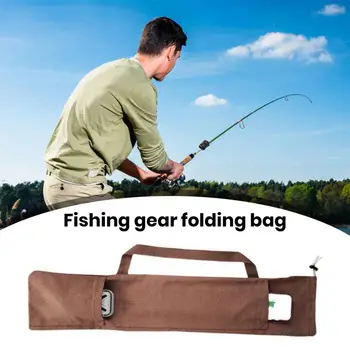 Удобна в переноске чанта за съхранение на удочек, тънка линия, универсална Полезна сгъваема чанта за удочек, холщовая чанта за риболовни принадлежности