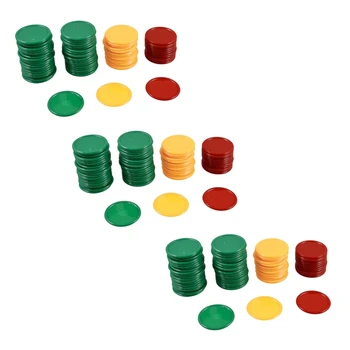 Червени, жълти, зелени мини-покер чипове с кръгла форма, подпори за щастливи игри, 207 бр.