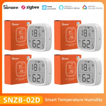 SONOFF Zigbee Smart Сензор за температура И влажност на въздуха SNZB-02D С Голям LCD дисплей За дистанционно наблюдение в реално време на Приложението Ewelink Чрез Алекса Google Home