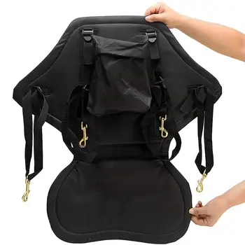 Възглавница за седалка каяк с чанта за съхранение, регулируеми подвижни ремъци, черен за