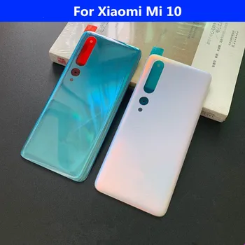 Заден корпус Mi10 за Xiaomi Mi 10 Ремонт стъклен заден капак за Подмяна на капака на отделението за батерията на телефона + Лепило за етикети, лого дизайн