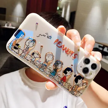 Аниме Kawaii Снупи Спайк Калъф за мобилен телефон Iphone 13 14Promax Cartoon Girls Fashion Peanuts Snopy Защитна обвивка в подарък