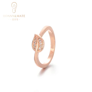 Горещи Женски пръстен Геометрична форма на Лист, Пръстен от розово злато с цирконием За Жени, Набор от Сватбени декорации за Годеж