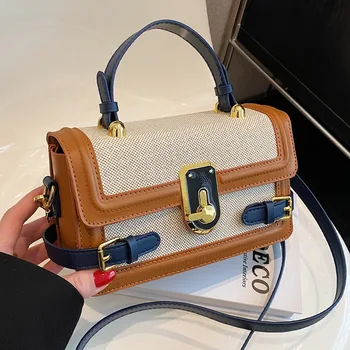 Чанта на едно рамо, малка и модерен, с цветен блокирующим дизайн, дамски пролетно-лятна преносима малка квадратна чанта от висшата мода
