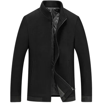 2023 Есенно-зимния ново мъжко палто, вълнена, къса куртка с висока яка, ежедневни бизнес мъжки дрехи