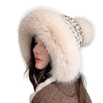 Дамски зимни плюшен капачка за защита на ушите, утепленная капачка, Лей Фън, е мека приятна ежедневна шапка за момичета