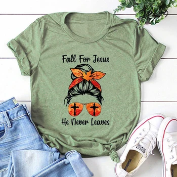 Есенна риза на Исус, ризи за деня на Благодарността, дамски есенни тениски, дамски есен облекло Kawaii за Исус, m