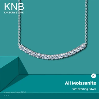 Оригинално удостоверение за KNB колие с една проста усмивка от муассанита и диамант Simple Smile, за жени, подарък верига от 925 сребро, бижута за годеж