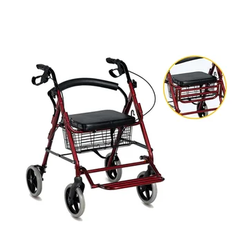 Ръчни колички за пазаруване, за възрастни хора със спирачка Издържат на натоварване 100 кг Сгъваеми инвалидни колички за възрастни хора, роллеры-проходилка